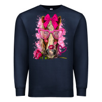 Navy valentines day horse with sunglasses Premium Sweatshirt - NancyCooperArtShop