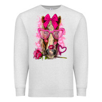 Oatmeal Heather valentines day horse with sunglasses Premium Sweatshirt - NancyCooperArtShop