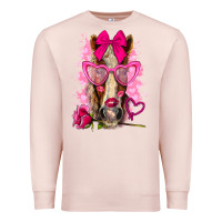 Pale Pink valentines day horse with sunglasses Premium Sweatshirt - NancyCooperArtShop