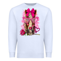 White valentines day horse with sunglasses Premium Sweatshirt - NancyCooperArtShop