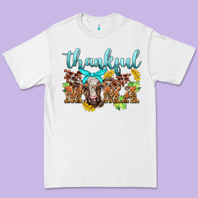 Thankful Mama Cow Premium Tee Designed By Barkaloodesign