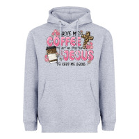 Heather Grey give me coffee jesus Heavyweight Hoodie - MaliasSmallBusiness