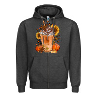 Charcoal Heather pumpkin spice ice latte Zipper Hoodie - Jasminsmagicworld