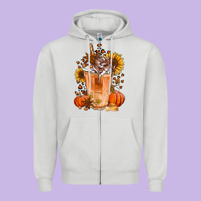 Pumpkin Spice Ice Latte Zipper Hoodie Designed By Jasminsmagicworld