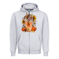 Heather Grey pumpkin spice ice latte Zipper Hoodie - Jasminsmagicworld
