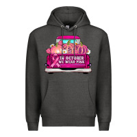 Charcoal Heather truck in october we wear pink Premium Hoodie - AdoDesignShop