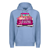 Colony Blue truck in october we wear pink Premium Hoodie - AdoDesignShop