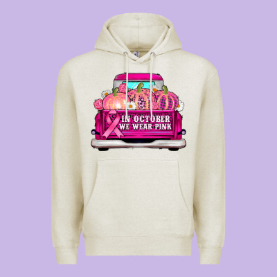 Truck In October We Wear Pink Premium Hoodie Designed By Adodesignshop