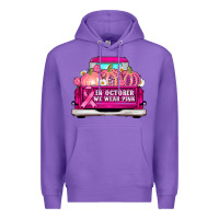 Purple truck in october we wear pink Premium Hoodie - AdoDesignShop