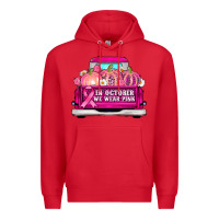 Red truck in october we wear pink Premium Hoodie - AdoDesignShop