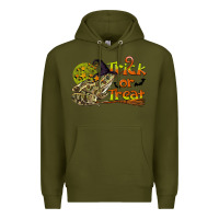 Army Green Trick Or Treat With Frog Premium Hoodie - LillyAllenDesigns