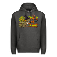 Charcoal Heather Trick Or Treat With Frog Premium Hoodie - LillyAllenDesigns