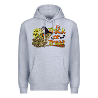 Heather Grey Trick Or Treat With Frog Premium Hoodie - LillyAllenDesigns