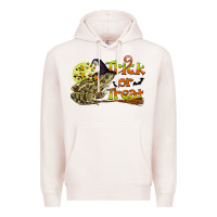 Pale Pink Trick Or Treat With Frog Premium Hoodie - LillyAllenDesigns