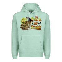 Seafoam Trick Or Treat With Frog Premium Hoodie - LillyAllenDesigns