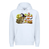 White Trick Or Treat With Frog Premium Hoodie - LillyAllenDesigns