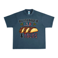 Midnight Navy All You Need Is Love And Tacos Urban Heavy Tee - CowhideDigitalArt