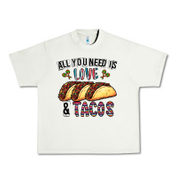 Pistachio All You Need Is Love And Tacos Urban Heavy Tee - CowhideDigitalArt