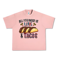 Salmon All You Need Is Love And Tacos Urban Heavy Tee - CowhideDigitalArt