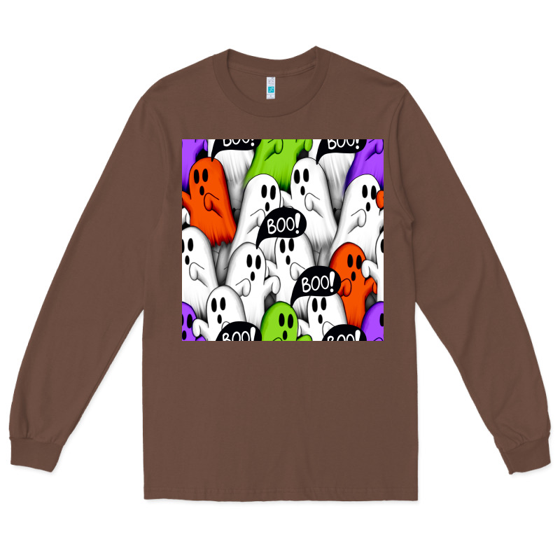 Boo Ghosts Seamless Pattern Long Sleeve Tee by BundleAndBundleShop | Teevron