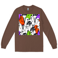 Chestnut boo ghosts seamless pattern Long Sleeve Tee - BundleAndBundleShop