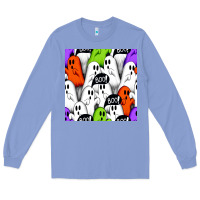 Colony Blue boo ghosts seamless pattern Long Sleeve Tee - BundleAndBundleShop