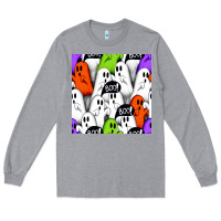 Heather Grey boo ghosts seamless pattern Long Sleeve Tee - BundleAndBundleShop