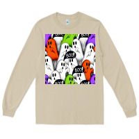 Mushroom boo ghosts seamless pattern Long Sleeve Tee - BundleAndBundleShop