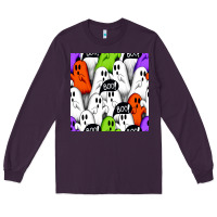 Plum boo ghosts seamless pattern Long Sleeve Tee - BundleAndBundleShop