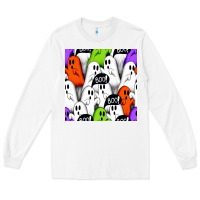 White boo ghosts seamless pattern Long Sleeve Tee - BundleAndBundleShop