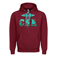 Burgundy western nurse certified nurse assistant medilcal symbol Zipper Hoodie - BarkalooDesign