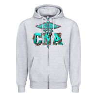 Heather Grey western nurse certified nurse assistant medilcal symbol Zipper Hoodie - BarkalooDesign