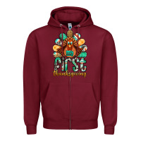 Burgundy my first thanksgiving turkey Zipper Hoodie - Jasminsmagicworld