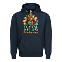 Navy my first thanksgiving turkey Zipper Hoodie - Jasminsmagicworld