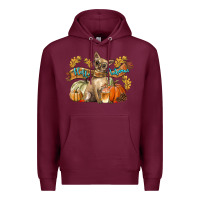 Burgundy Hello Autumn With Chihuahua Dog Premium Hoodie - LillyAllenDesigns