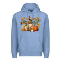 Colony Blue Hello Autumn With Chihuahua Dog Premium Hoodie - LillyAllenDesigns