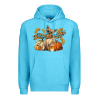 Ocean Blue Hello Autumn With Chihuahua Dog Premium Hoodie - LillyAllenDesigns