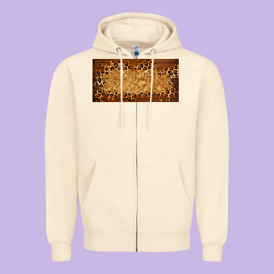 Wooden Leopard Glitter  License Plate Template Zipper Hoodie Designed By Barkaloodesign