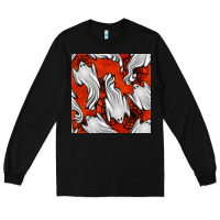 Black flying ghosts seamless pattern Long Sleeve Tee - BundleAndBundleShop