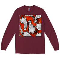 Burgundy flying ghosts seamless pattern Long Sleeve Tee - BundleAndBundleShop
