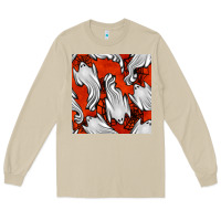 Mushroom flying ghosts seamless pattern Long Sleeve Tee - BundleAndBundleShop