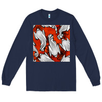 Navy flying ghosts seamless pattern Long Sleeve Tee - BundleAndBundleShop