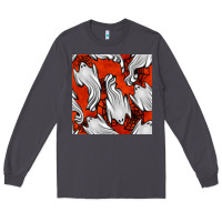 Smoke flying ghosts seamless pattern Long Sleeve Tee - BundleAndBundleShop