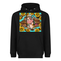 Black western cute cow with sunflower Heavyweight Hoodie - NancyCooperArtShop