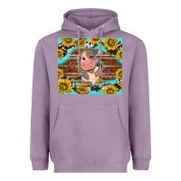 Lavender western cute cow with sunflower Heavyweight Hoodie - NancyCooperArtShop