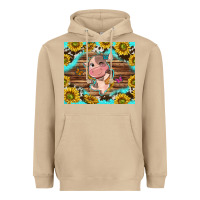 Mushroom western cute cow with sunflower Heavyweight Hoodie - NancyCooperArtShop