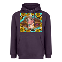 Plum western cute cow with sunflower Heavyweight Hoodie - NancyCooperArtShop