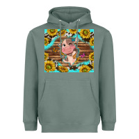 Sage western cute cow with sunflower Heavyweight Hoodie - NancyCooperArtShop