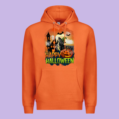 Happy Halloween With Black Cat Premium Hoodie Designed By Lillyallendesigns