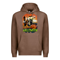 Chestnut Happy Halloween With Black Cat Premium Hoodie - LillyAllenDesigns